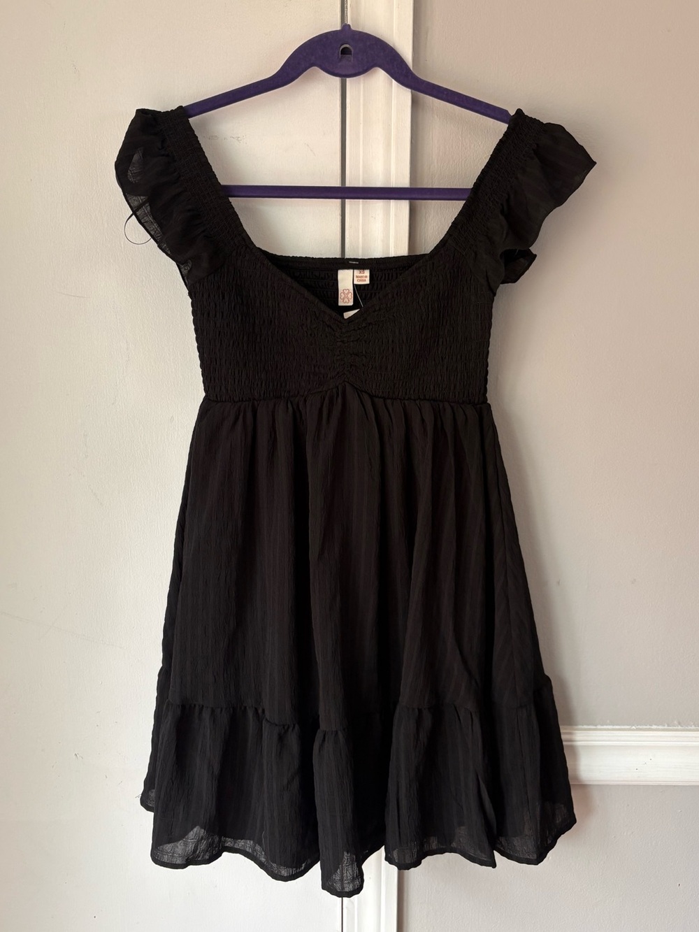 T.J.Maxx Black Smocked Bodice Dress